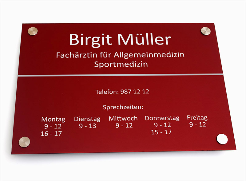 metallschild rot eloxiert